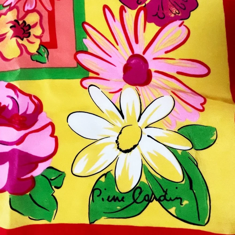 Pierre Cardin Silk Scarf Shawl Florals Vintage